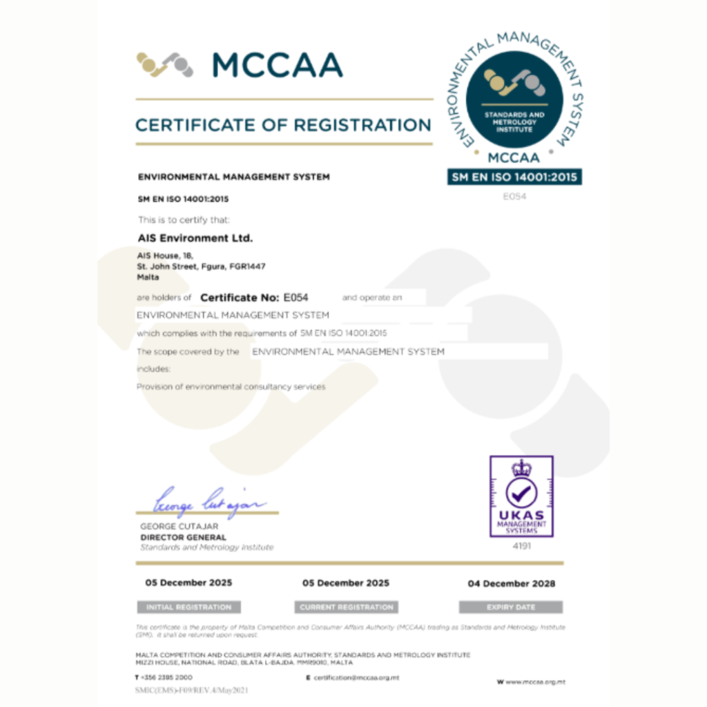 AIS Environment ISO 14001 Certification